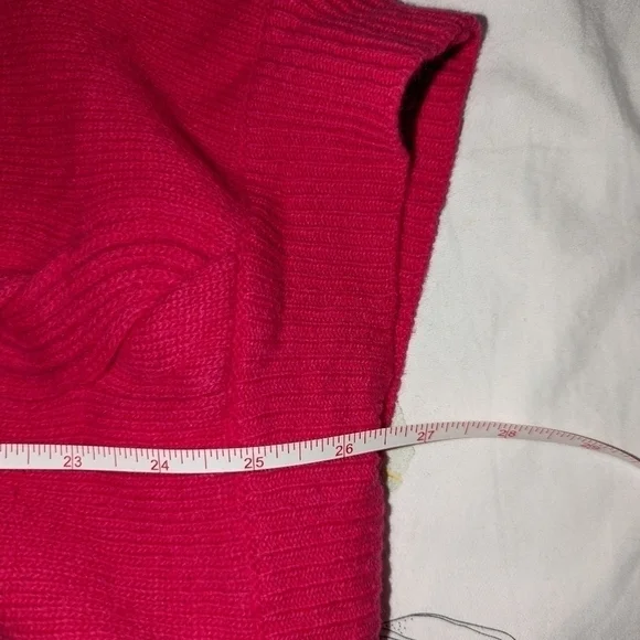 VINTAGE Pink Cable Knit Lambswool & Angora Crewneck Long Sweater Size Large - Picture 11 of 14